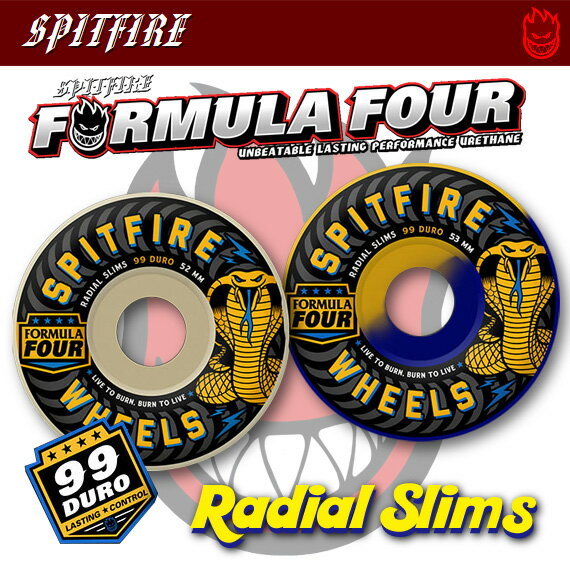 SPITFIRE WHEEL 【スピットファイヤー ウィール】F4 FORMULA FOUR フォーミュラフォー RADIAL SLIMS 99DURO WHITE/BLUExYELLOW 【スケートボード ウィール】【スピットファイア ラディアルスリム】【日本正規品】715005