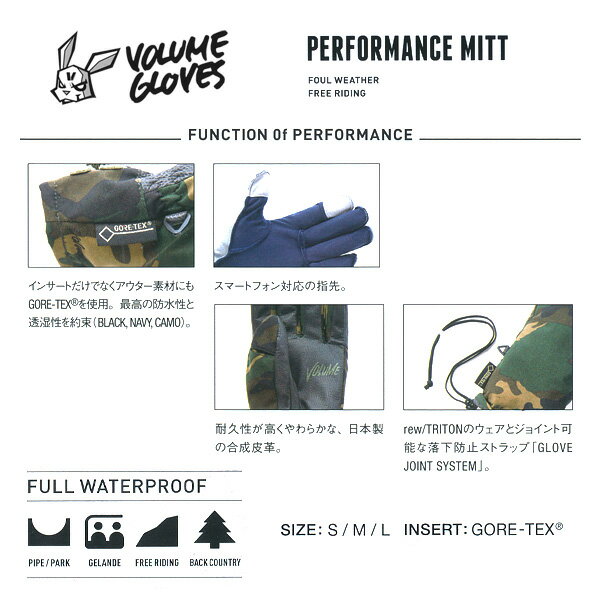 VOLUME GLOVES PERFORMANCE MITT GORE-TEX �����ƥå��� ����ʡ������ �ڥ��Ρ��ܡ��� �������� 2017 �ܥ�塼�॰������ �ѥե����ޥ󥹥ߥåȡۡ�����̵�� ���������ʡ�