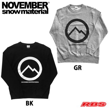 NOVEMBER SWEAT SW-MTMK BK GR 【カラー ブラック グレー スエット トレーナー】【ノベンバー スノーボード】【19-20 日本正規品】