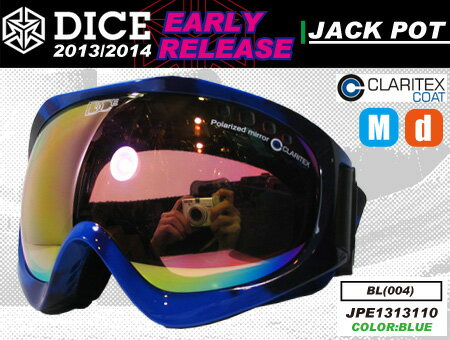 DICE ダイス ゴーグル EARLY モデル JACKPOT カラー BLUE Polarized Pastel Pink Mirror-drop Anti-Fog Double Lens/Pink base 【ダイス アーリー ジャックポット】【13-14 スノーボード ゴーグル】715005