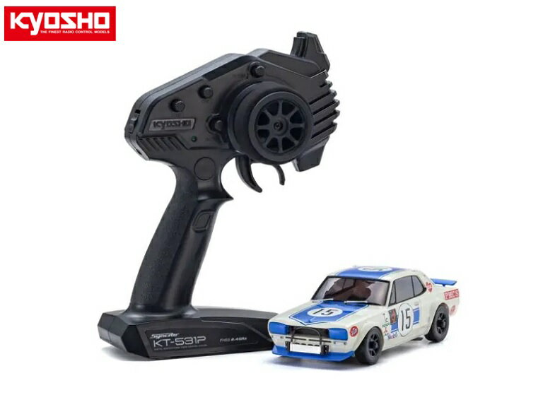 !【KYOSHO/京商】 32643BL 1/27 電動RC ミニッツAWD 日産 スカイライン 2000GT-R (KPGC10) レーシング 1972 #15 ブルー【ドリフトタイヤ標準装着済み】 (完成品) ≪ラジコン≫