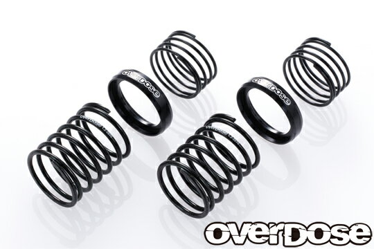 OD2990 【Over Dose/オーバードーズ】 OD ハイパフォーマンスツインスプリング 1.2-2070 ( 線径φ1.2, 7 巻 , 自由長 20mm, ヘルパースプリング付 /2pcs/ブラック)