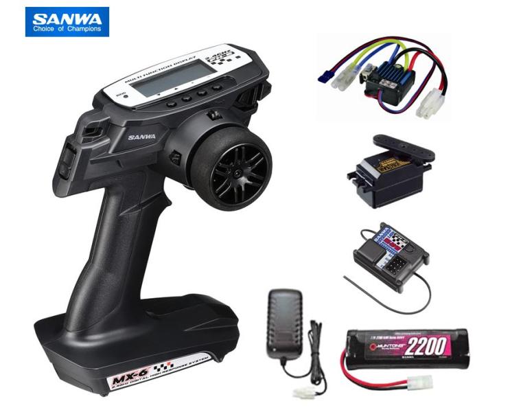 101A27629C 【SANWA/サンワ/三和電子機器】 MX-6 <BL-SIGMA / HVS-702> EP START SET 送信機・RX-391W防水受信機・HVS-702 ロープロファイルサーボ・BL-SIGMA ブラシモーター用ESC・7.2V2200mAhバッテリー・AC急速充電器付セット