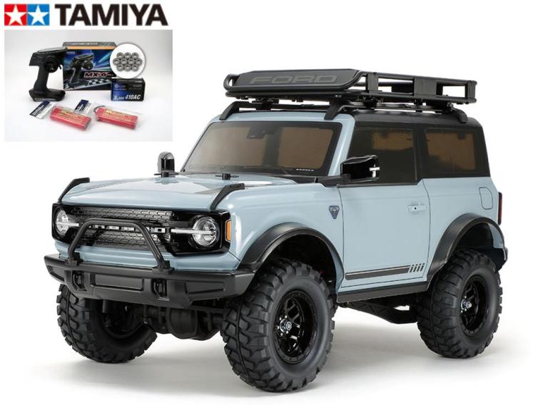 ！【TAMIYA/タミヤ】 58705 1/10電動RC フォード ブロンコ 2021 (CC-02シャーシ) 組立キット 走行用バッテリー2本 サンワ：MX-6 BL-SIGMA/HVS702仕様コンピュータプロポ チャンプオリジナル：フルボールベアリング付ビギナーセット（未組立） ≪ラジコン≫