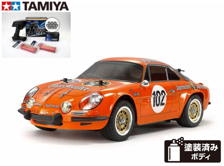 ！【TAMIYA/タミヤ】 58708 1/10電動RC アルピーヌA110 イェーガーマイスター 1973 (M-06シャーシ) 組立キット 走行用バッテリー2本 サンワ：MX-6 BL-SIGMA/HVS702仕様コンピュータプロポ オリジナル：フルボールベアリング付ビギナーセット（未組立） ≪ラジコン≫