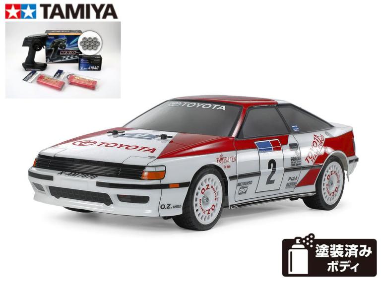 ！【TAMIYA/タミヤ】 58718 1/10 RC トヨタ セリカ GT-FOUR (ST165) 組立キット走行用バッテリー2本 サンワ：MX-6 BL-SIGMA/HVS702仕様コンピュータプロポ チャンプオリジナル：フルボールベアリング付ビギナーセット（未組立） ≪ラジコン≫