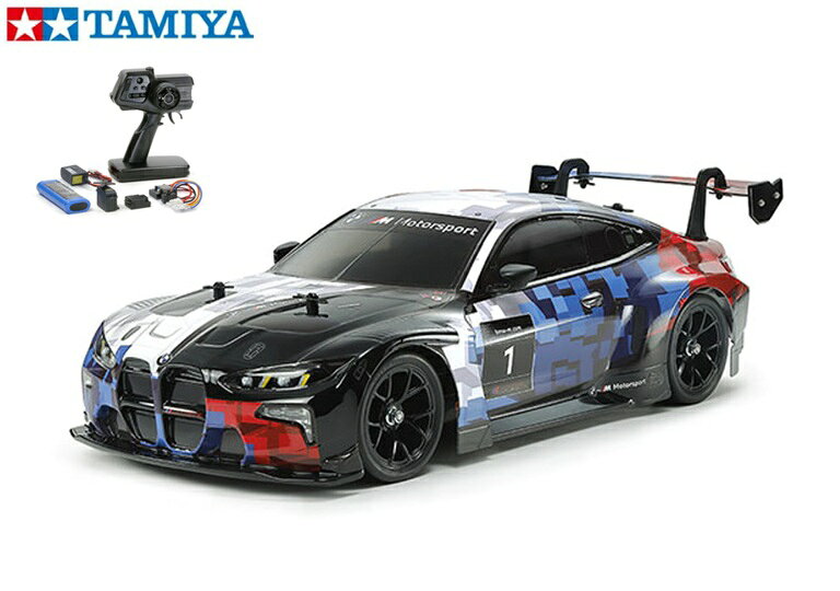 【 快進撃を見せるBMWの次世代GT3マシン 】 2025年シーズンからレースに投入され、デビュー戦となった2025年のドバイ24時間レースでの優勝を皮切りに、その後も勝利を重ねているBMWの市販レーシングカー、M4 GT3 EVOの電動ラジオコントロールカー組み立てキットです。BMWの高性能2ドアクーペ、M4をベースにレーシングマシンに変貌した迫力あふれるスタイルをポリカーボネートでリアルにモデル化。大きく張り出した前後のフェンダーや、各部に大型のエアアウトレット／インレットを配置した姿が高性能を主張。モザイクパターンが特徴的な正式発表時のカラーリングは塗装と大型ステッカーで再現します。 【 操縦性に優れ、セッティングも楽しいシャフトドライブ4WDのTT-02シャーシ 】 シャーシはシャフトドライブ4WDのTT-02。走行用バッテリーを左、モーターを右に縦置きにレイアウトした好バランス設計により操縦安定性に優れ、サスアームやアップライトを左右共通化して組み立てやすく、上下分割式のギヤケースなどにより整備性も高い構成がポイントです。さらに、パーツの組み換えなどによりホイールベース、車高、トレッドがそれぞれ2種類選べ、10種類の幅広いギヤ比が選択できるモーターマウントなどセッティングも楽しめます。また、ホイールハブはブレーキディスク風のデザイン、バンパーには実車のレーシングカートをイメージしたバンパーサポートを装備するなど、遊び心もたっぷり。精悍なブラックカラーのクロススポークホイールには、レーシーな中空ゴム製スリックタイヤを装着しました。 【 基本スペック 】●全長443mm、全幅188mm、全高132mm ●ホイールベース257mm ●タイヤ幅／径＝前後とも26/66mm ●フレーム＝バスタブタイプ ●駆動方式＝縦置きモーター・シャフトドライブ4WD ●デフギヤ＝前後とも樹脂製4ベベルタイプ ●ステアリング＝3分割タイロッド式 ●サスペンション＝4輪ダブルウィッシュボーン ●ダンパー＝前後ともフリクション ●ギヤ比＝キット標準8.27:1（別売のピニオンと組み合わせて11.38:1～7.28:1までの10種類のギヤ比が選択可能） ●モーター＝540タイプ ●スピードコントローラー＝ESC仕様（別売） ≪タミヤ：ファインスペック電動RCドライブセット内容≫ 1、タミヤ：電動RC 組立キット 2、タミヤ：ファインスペック2.4G 電動RCドライブセット (送信機・受信機・サーボ・TBLE-04S ブラシモーター、 センサー付ブラシレスモーター対応ESC・ 走行用7.2Vカスタムパックバッテリー・AC充電器付き) 3、チャンプオリジナル：フルボールベアリング 【　別途必要なアイテム　】 ※組立工具・ボディ塗装用塗料 ※瞬間接着剤 ※アルカリ単3乾電池4本・他（別売） ※掲載した画像はキットを組み立て、塗装したものです。 【ご予約商品をお求めの方へ】 ★発売日はメーカーにより発表された目安です。発売が遅れたり、大幅に延期になる場合もございます。 また、発売が中止になる事もございますので予めご了承願います。 ★ご予約商品は生産途中のため、外観、商品仕様、価格などが変更される場合がございます。作る・見る・遊ぶ！ ラジコンを始めよう！ 走行までに必要なプロポ・バッテリー・充電器が付属した【オールインワンパッケージ】 タミヤ：ファインスペック2.4G 電動RCドライブセットをセットした ※付属のESCが、ブラシモーター、センサー付ブラシレスモーター対応TBLE-04S ESCに変更されました。 使用モーター:540タイプ(25ターン以上)、スポーツチューン ※別売のセンサーコードを使用することで 15.5T(巻線数)以上のタミヤブラシレスモーター・センサー付き(TBLMシリーズ）にも対応。 ホビーチャンプオリジナル　タミヤ：ファインスペック電動RCドライブセットに RCカーチューンアップの基本 ボールベアリングを車体に合わせて1台分セットしました。 【フルボールベアリングとは？】 キット付属の樹脂製や金属製の軸受けをボールベアリングに変更することで、 駆動効率がUPし軸受けの摩耗低減！ 走行時間の延長やスピードアップに欠かせないマストアイテムです。 ★組立工具をお持ちでない方には、ホビーチャンプオリジナル工具セットもご用意! ご注文はこちら→ホビーチャンプ：オリジナル工具セット ★ボディ塗装には、ポリカボネート専用スプレーが必要です。好みのカラーに仕上げましょう ! ご注文はこちら→タミヤ：ポリカボネートスプレー