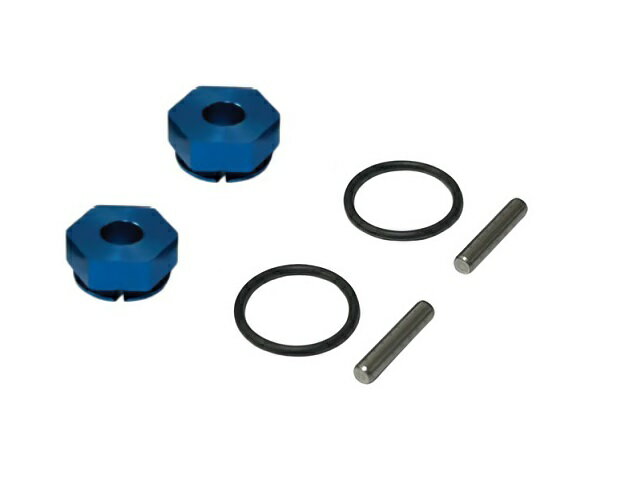 ピンの抜け防止構造を備えたアルミ製六角ハブです。六角ハブをアクスルシャフトに取付後、付属のOリングでピンを止めるだけの簡単構造！！ 【2個入】