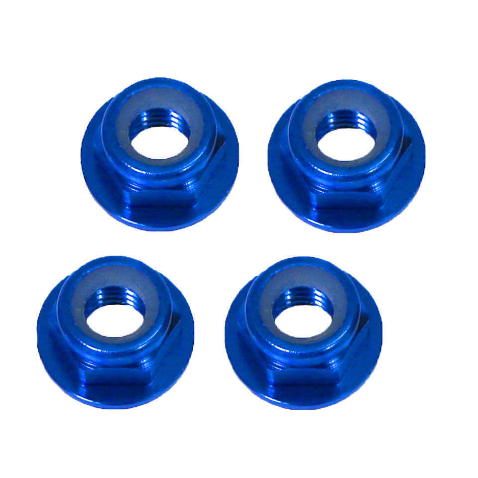 【ネコポス対応】EAGLE(イーグル)/2599U-BL/軽量アルミ ナイロン4mmナット(フランジ付)4個(ブルー)