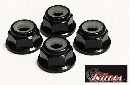 【ネコポス対応】INTEGRA（インテグラ）/IP-005/ドリフト用ハードナイロンナットM4フランジ付き ブラッ..