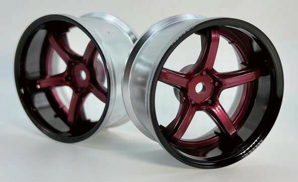 【ネコポス対応】LAB/LW-0706BCR_LW-0708BCR/WORK EMOTION T5R 2P ホイール DEEP CONCAVE(ブラックキャンディーレッド) 2個入