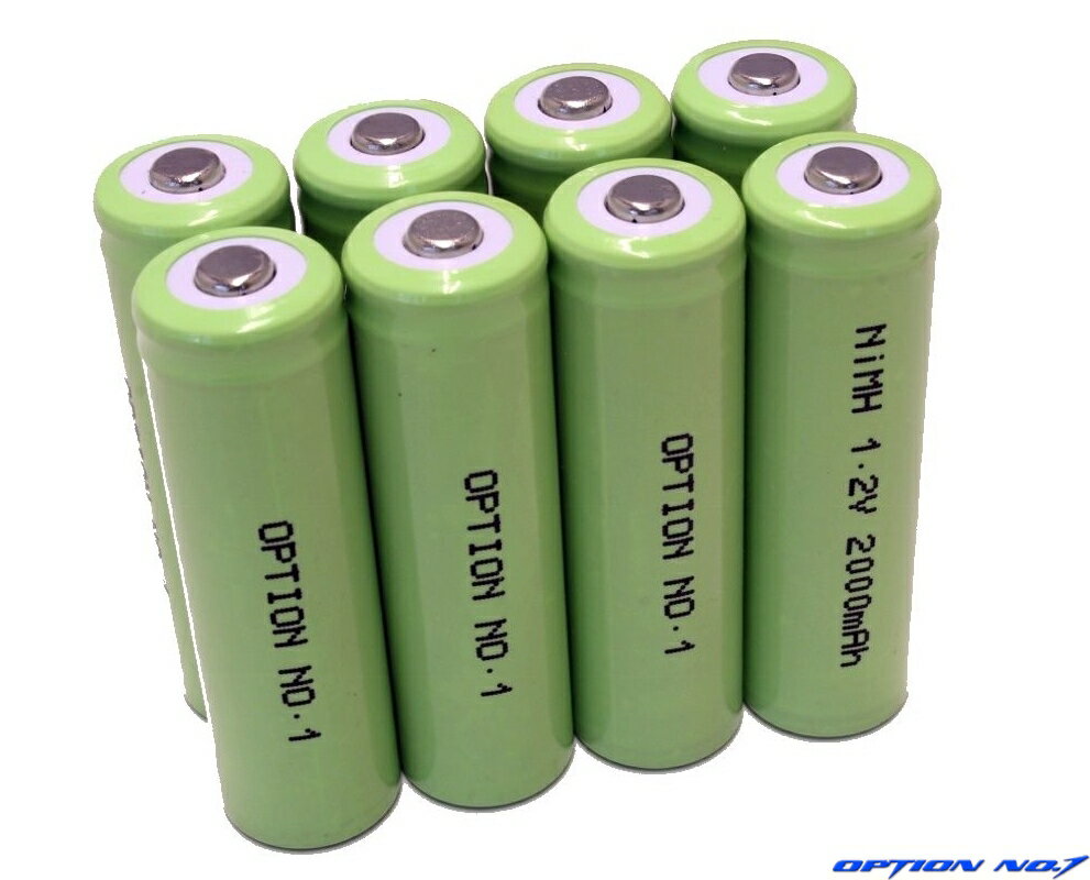 【ネコポス対応】OPTION No.1(オプションNo.1)/NO-122000-8/ダッシュパワーNiMH 1.2V 2000mAh　単3型ニッケル水素バッテリー8本セット