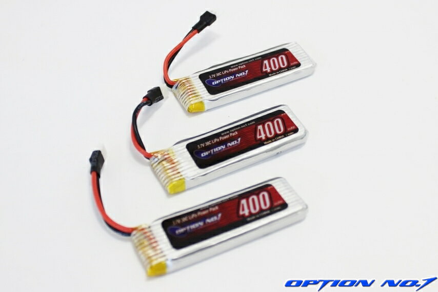 【あす楽】【ネコポス対応】【ラジコン・ドローン】OPTION No.1(オプションNo.1)/NO-HLP400-3/LiPo3.7V 400mAh 3本セット（Nine Eagles　SOLO MAXX Revolution BL適合）