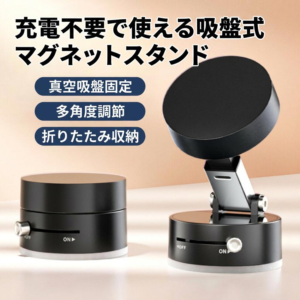 ＼充電不要で使える／NISHIZARC ニシザーク スマホスタンド 車載ホルダー マグネット式 magsafe 真空吸盤 ダッシュボード 卓上 折りたたみ 携帯 スマホ スタンド ポイント消化 プレゼント ギフト 人気 おすすめ 新生活 母の日 父の日 誕生日