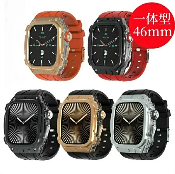 【送料無料】アップルウォッチ バンド Ultra iWatch 10 46mm カバー ベルト ケース 一体型46MM シリコン ステンレス セット おしゃれ 防水 スポーツ クリア 高級 メンズ