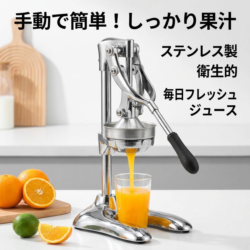 ＼手動でさっと果汁しぼり／果汁絞り器 スロージューサー 手動 ハンドジューサー レモン しぼり器 フルーツ しぼり 柑橘類 果汁生搾り器 手作りジュース絞り器 ステンレス鋼 家庭用 業務