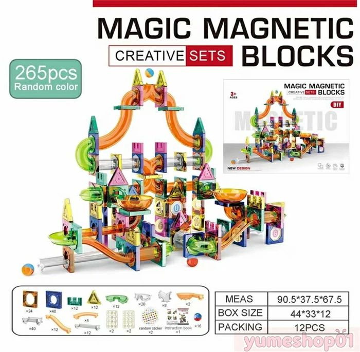 RCC51楽天市場店の北米大人気 PP素材大粒マグネットブロック 光るボール滑走路セット 知育DIY組立ておもちゃ 脳力開発に最適マグネット組立て×滑走遊び×発光効果 ボール軌道自由構築 男の子女の子誕生日｜アングル3