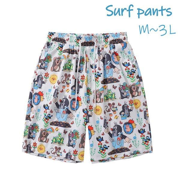 【2点購入8％OFF】サーフパンツ メンズ 水着 海パン ハワイアン 可愛い ホワイト ウエスト紐 速乾 ショートパンツ 水陸両用 ハーフパンツ 5分丈パンツ 膝上丈パンツ スイムウェア 大きいサイズ 速乾 スイムショーツ リゾート df022l9l9x0