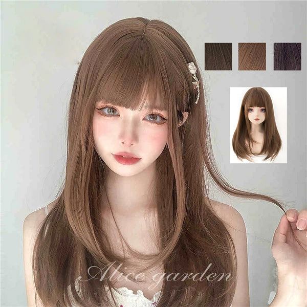 セット内容&nbsp;✽.*꙳ フルウイッグ/ヘアネット「記載のないアクセサリー、小物等は付属しません」 大事なお知らせ&nbsp;✽.*꙳ #よくみて #コピーガード対策品 #TODOKANAI #サイズ違い #ABUNAI #やばい #コピー商品 ＃パクり ＃ニセモノ 素材&nbsp;✽.*꙳ 耐熱ファイバー カラー&nbsp;✽.*꙳ ブラック/ダークブラウン/ライトブラウン サイズ (cm)&nbsp;✽.*꙳ フリーサイズ：長さ約60cm※こちらの商品は、個人差等ございますので、商品ご到着後、お客様ご自身より手くしやカット等多少の調節が必要な場合もございます。 よくある質問 Sunnyprize ✽.*꙳Q1. このウィッグは日常使いにも適していますか？▸ はい、このウィッグはロリータ風のぱっつん前髪と自然なブラウンや黒髪カラーが特徴で、普段使いにもぴったりです。自然な仕上がりで、日常的なファッションにもアクセントを加えます。by SunnyprizeQ2. コスプレやハロウィンに使用できますか？▸ はい、このウィッグはロリータファッションやコスプレ、ハロウィン仮装に最適です。耐熱ウィッグなので、スタイルを自在に変えることができ、可愛らしいキャラクターにぴったりです。by SunnyprizeQ3. 小顔効果はありますか？▸ はい、このウィッグは前髪とストレートなレイヤーデザインが顔周りを引き立て、小顔効果を高めます。自然で優雅な印象を与え、顔を引き立ててくれます。by Sunnyprize模倣品・コピー商品を扱うお店が増えています。ご注文のショップ名と、画像や商品説明にあるショップ名が同一かご確認の上ご注文ください。by Sunnyprize 送料&nbsp;✽.*꙳ ★1点 880円(北海道・九州・沖縄・離島除く)商品を複数ご注文の場合の送料は、下記の表を参照してください。 ※SALE品など、他商品との同梱発送不可の商品と合わせてご購入の場合、送料の計算が異なりますのでご注意ください。 注意事項&nbsp;✽.*꙳ ●ページの閲覧環境によって、掲載写真と実際の商品の色合いが異なる場合があります。 ●モデルに小物を使う場合がございますが、商品に含まれませんので、セット内容をご確認ください。 ●製造過程・出荷過程の間に出来た細かなキズ・折りジワ・ヨゴレなどある場合がございます。細かい部分まで気になさる方は、ご購入をご遠慮ください。 ●商品の仕様は、製造元の都合により予告なく変更や突然の欠品等で商品手配の遅れや手配ができない場合がございます。 ●お届けした商品に不備がございましたら、お届け後5日以内にご連絡ください。早急に対応させていただきます。なお期日を過ぎた場合はお受け致しかねます。 ●土日祝祭日のご注文およびお問い合わせへの弊社からのご連絡は、翌営業日となります。 ●海外製品のため、詳細タグなし。 ●配送の関係上、ラッピング対応は受け付けておりません。 &nbsp;&nbsp;会社・学校・団体でご購入のお客様 発送の際、ご担当者様のお名前（フルネーム）が必要となります。 登録情報のお名前を、会社名や団体名のみでご登録されている場合、ご登録名をご担当者様のお名前にご変更していただくか、【備考欄】にフルネームでご記入願います。 【納品書や領収書につきまして】 当店では個人情報保護及び環境保全の為ペーパーレス化に取り組んでおりますので、お届けのお荷物に納品書（お買上明細書）は同封しておりません。ご了承くださいませ。 ご希望の場合、ご注文時【備考欄】にご記入願います。PDFファイルをメールにて添付いたします。 &nbsp;&nbsp;返品・交換・キャンセルについて サイズ間違い・イメージ違いなど、お客様都合によるキャンセルやご交換は原則として承っておりません。返品ルールに関しましては、リンク先ページをご覧の上、お気軽にお問い合わせください。 SIMILAR COLOR ブラック 黒 ダークブラウン ライトブラウン