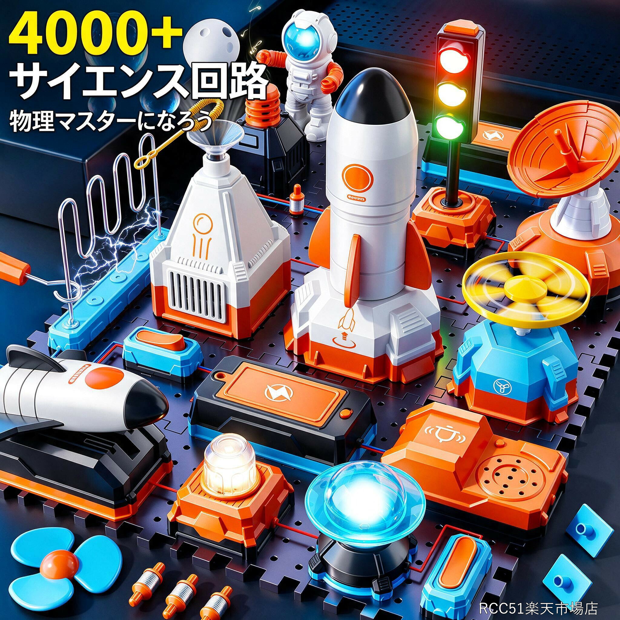 電子ブロック ロケット 宇宙 おもちゃ 科学実験キット 4000種 ワーク 子供 キッズ 知育玩具 男の子 女の子 4歳 5歳 6歳 誕生日 プレゼント 電気回路 DIY 学研 工作 組み立て 学習 STEM 理科 夏休み 自由研究 小学生 7歳 8歳 9歳 10歳 ギフト クリスマス