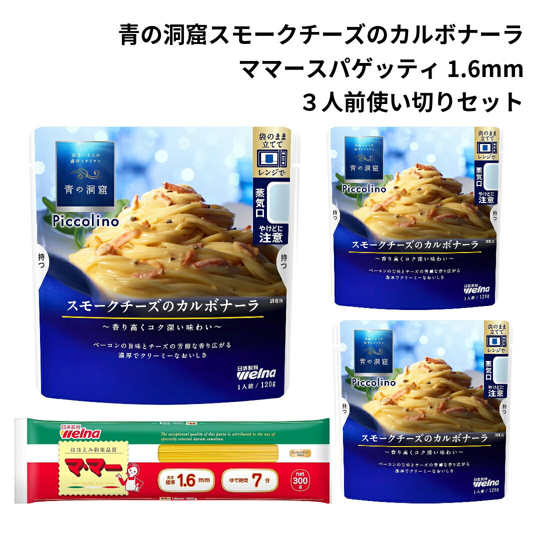 青の洞窟 スパゲッティ パスタソース セット レトルト スモークチーズ カルボナーラ あわせ買い ギフト 仕送りセット 電子レンジ調理 乾麺