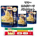 パスタ パスタソース セット レトルト ママーパスタ1.6 スパゲッティ 3食分 日清製粉ウェルナ カルボナーラソース130g チーズ 卵 レトルト食品 乾麺 ...