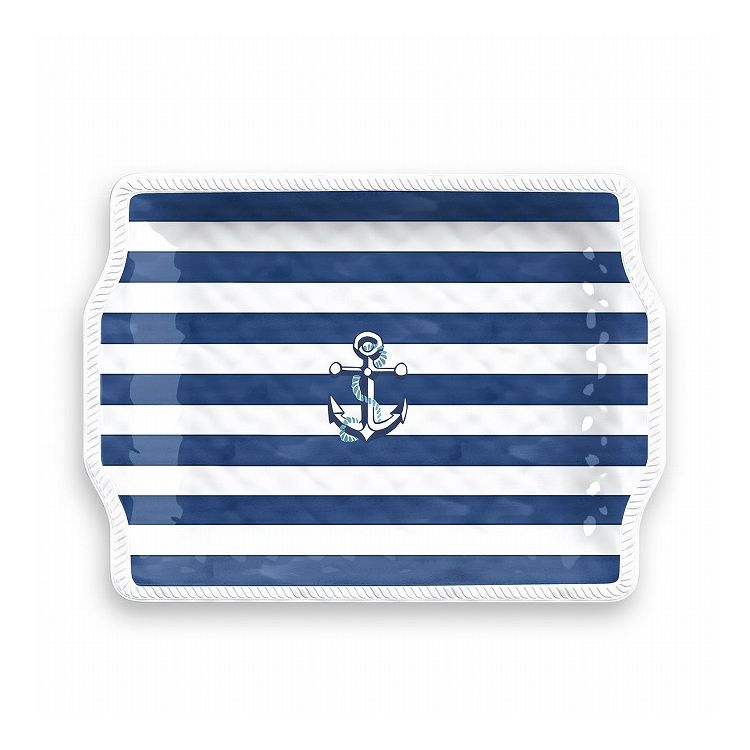 ノーティカルアンカー ハンドルトレイ 43cm ターホン TarHong トレー 43cm プレート 持ち手付きトレイ お盆 メラミン食器 割れにくい ..