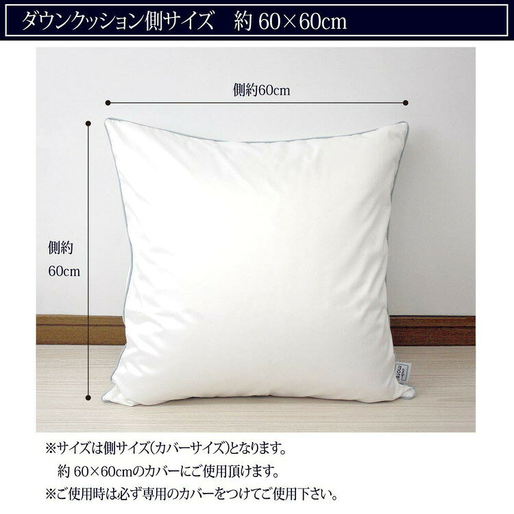 【機能クッションブランドandmore】ダウンクッション 60×60cm 中身 ヌードクッション ダウン フェザー 中材 羽毛 座布団 シート 背あて ヌードクッション ホワイトダック クッションカバー用(代引不可)【送料無料】