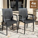 ラタン調 チェア 肘付き ピクシス 4脚セット アウトドア チェア 椅子 屋外 アウトドアチェア ベランダ テラス ガーデンファニチャー(代引不可)【送料無料】
