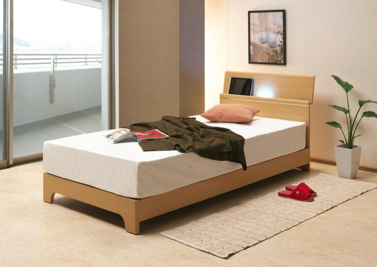 ベッド ベッドフレーム 【ダブル 組立設置無料】 幅140cm 全長204cm 高81cm コンセント 小棚 組立 宮付き おしゃれ【送料無料】 [3]