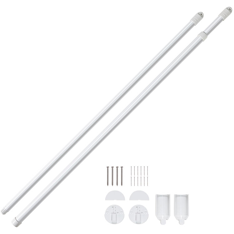 【商品説明】お部屋の中に洗濯スペース。お部屋の壁間、コーナーも有効に使えます。使わない時は専用竿と竿受けを取り外せます。石膏ボード用の釘ピンと桟(下地)用のネジをセット。【サイズ】使用時：幅約220〜300×奥行5.3×高さ5.3cm【重量...