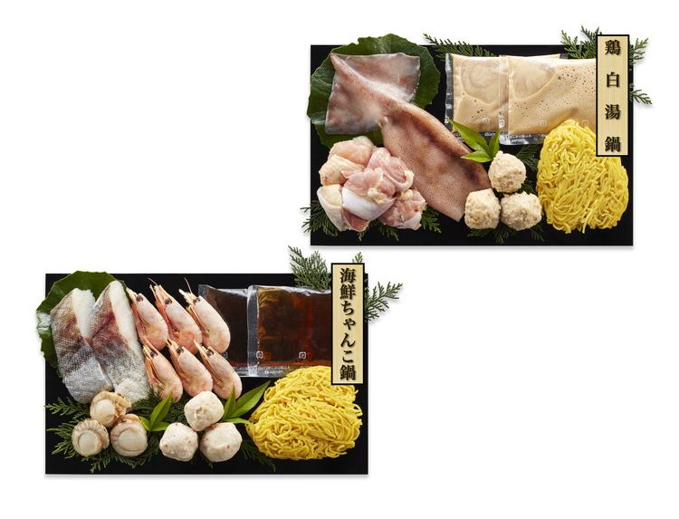 リコメン堂のお中元 鶏白湯鍋&海鮮ちゃんこ鍋 食べ比べセット 鍋セット ギフト 産直 ご当地グルメ 熨斗 贈り物 のし対応 (代引不可)【送料無料】｜アングル3
