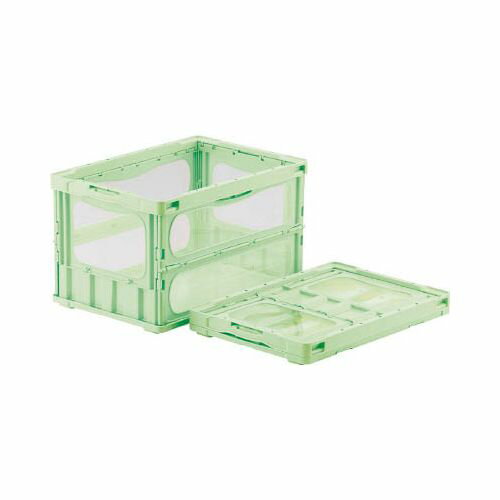 【メーカー型番】SKMLO-O-50B-GR【JANコード】4983049494718【ブランド】サンコー【特徴】●マドコンよりも最大20％軽く、折りたたんだ際に30％薄くなっています。●明るいカラーと透明度の高い窓部で、底面以外のどこからでも中身を確認できます。●各辺は透明窓とその周りのフレームの二重構造となっているため、圧縮強度と耐衝撃性に優れています。【用途】【仕様】●容量(L):52.7●色:グリーン●外形寸法(mm)間口×奥行×高さ:530×366×325●有効内寸(mm)間口×奥行×高さ:493×335×311●折りたたみ高さ(mm):60●適用カード差し(別売):両短辺21型【材質／仕上】●ポリプロピレン（PP）【セット内容／付属品】【注意】●火気厳禁【原産国】日本【代引きについて】こちらの商品は、代引きでの出荷は受け付けておりません。【送料について】北海道、沖縄、離島は送料を頂きます。【商品配送時の注意点】こちらの商品は配送日時の指定ができません。あらかじめご了承下さい。
