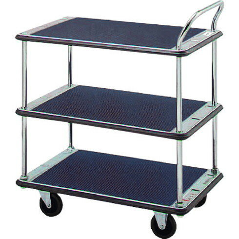 ダンディ スチール台車 ダンディDシリーズ タイプDL 3段テーブル片ハンドル式 サイレントキャスター仕様 W710×D450 ダンディ DMBT3DXGS 搬送機器 運搬台車 プレス製運搬車(代引不可)【送料無料】