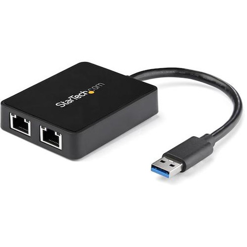 Cross （~5 m） - スターテック LANアダプター/USB 3.0/2x RJ45/10/100/1000 Mbps/ブラック スターテック USB32000SPT オフィス 住設用品 OA用品 ケーブル(代引不可)【送料無料】