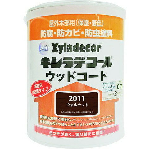 【商品詳細】●木材保護塗料のトップブランド「キシラデコール」の水性半造膜（造膜性能・浸透性能を兼ね備えた）タイプです。●屋外の木部(ウッドデッキ、ラティス、パーゴラ、ベンチ、ログハウス、羽目板、板へい)に。●色：ウォルナット●容量(L)：0...