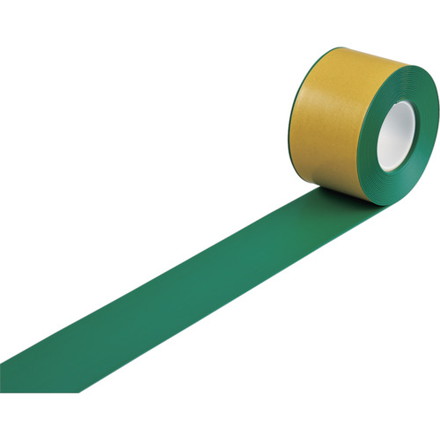 緑十字 高耐久ラインテープ 緑 JU-1010G 100mm幅×10m 両端テーパー構造 屋内用 日本緑十字社 梱包用品 テープ用品 ラ…