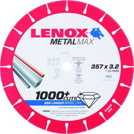 LENOX メタルマックス357mm LENOX社 電動 油圧 空圧工具 切断用品 ダイヤモンドカッター(代引不可)【送..