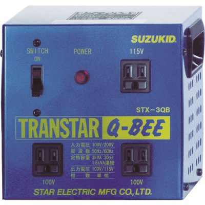 SUZUKID ポータブル変圧器 トランスターQ-BEE青 昇降圧兼用 STX3QB 工事・照明用品 コードリール・延長コード トランス(代引不可)