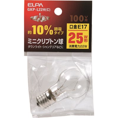 ELPA ミニクリプトン球 GKPL22HC 工事・照明用品 作業灯・照明用品 電球(代引不可)【ポイント10倍】