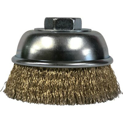 SUNPOWER 鋼線メッキ線カップブラシ(黄より線) CN4 電動・油圧・空圧工具 研削研磨用品 カップブラシ(..