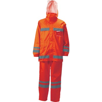 カジメイク 視認性レインスーツ オレンジ LL 381025LL 保護具 作業服 雨具(代引不可)【ポイント10倍】【送料無料】
