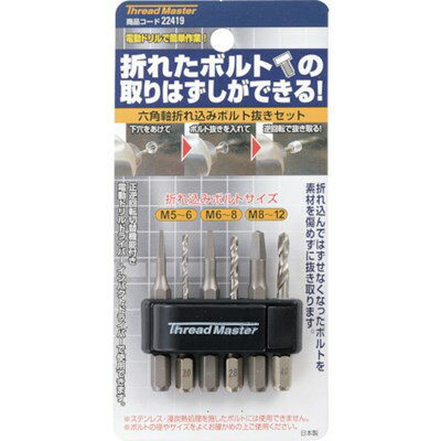 ミツトモ 六角軸 折れ込みボルト抜き組 M5-12用 スクエアタイプ 22419 切削工具 ねじ切り工具 タップ・..