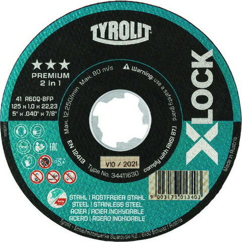 TYROLIT エックスロック切断砥石 プレミアムタイプ 34411630(代引不可)