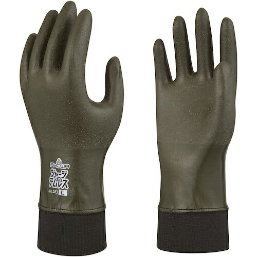 Natural Gum Mitten - SHOWA ポリウレタン手袋 NO283 ジャージテムレス オリーブグリーン Lサイズ NO283LOG 保護具 作業手袋 天然ゴム手袋(代引不可)