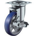 ユーエイ プレート式 自在 キャスター プレミアムウレタン 車輪径100mm ストッパー付き PMタイプ PMS-DS型 取付寸法74×74(67×67) PM...