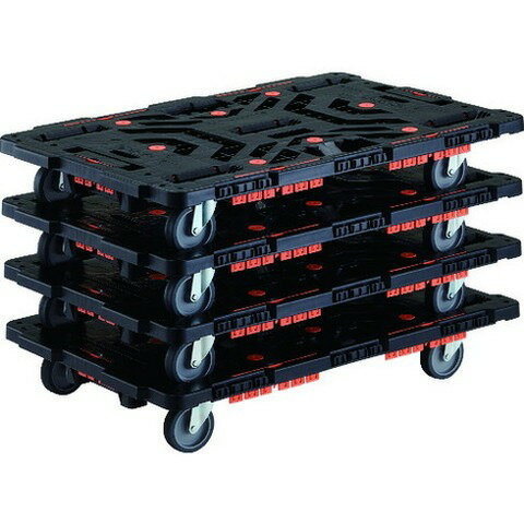 TRUSCO トラスコ 連結式樹脂製平台車 ビートル 900X600 自在5輪 柵付 マトメ買イ4...