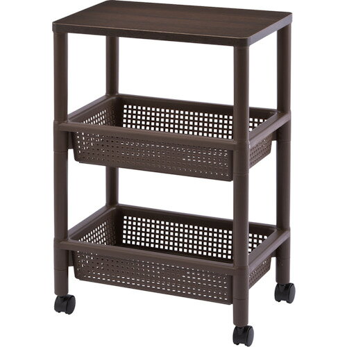 不動技研 ウッドテーブルワゴンWTW-3S BR F2490 490816 物流 保管用品 収納用品 ワゴン ラック(代引不可)