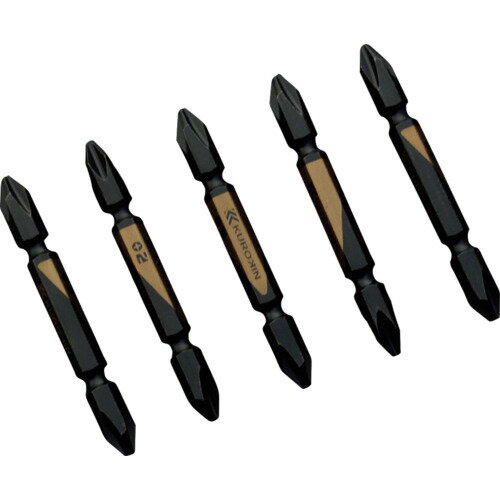 フジ矢 両頭ビット(黒金 5本組)+2×65mm 521565BG 電動 油圧 空圧工具 ドライバービット 両頭ビット(代..