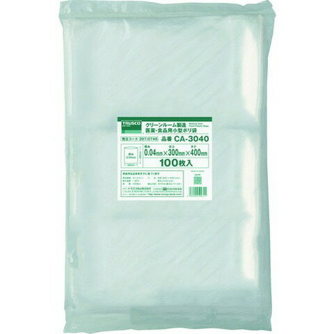 Bags - TRUSCO トラスコ クリーンルーム製造 医薬・食品用小型ポリ袋 縦400X横300XT0.04 100枚入 透明 CA3040(代引不可)